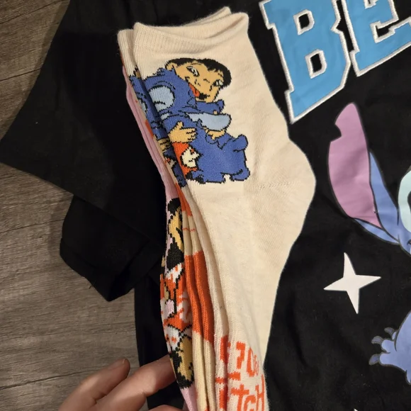 Disney Stitch Pajama Set And Socks - Picture 3 of 9